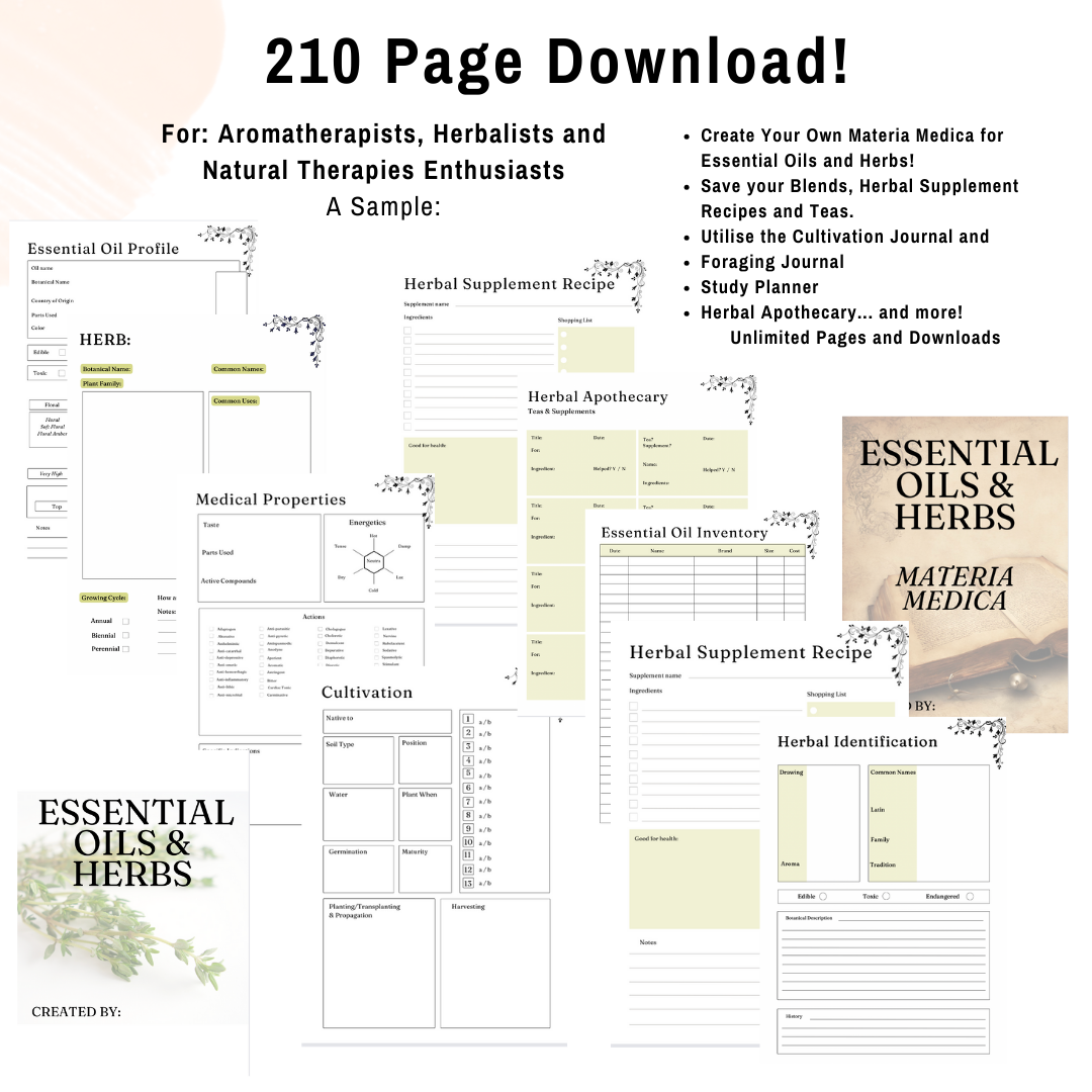 210 Pages! Essential Oils and Herb Practitioners 'Must Have Resources' Materia Medica and 20 Resources Bundle